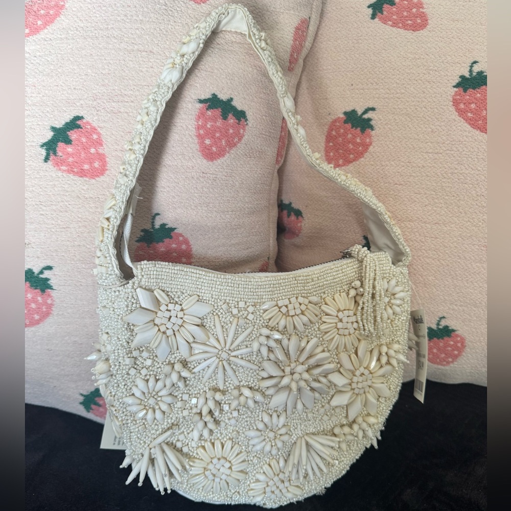 Viral White - Made in India Beaded Shoulder Bag